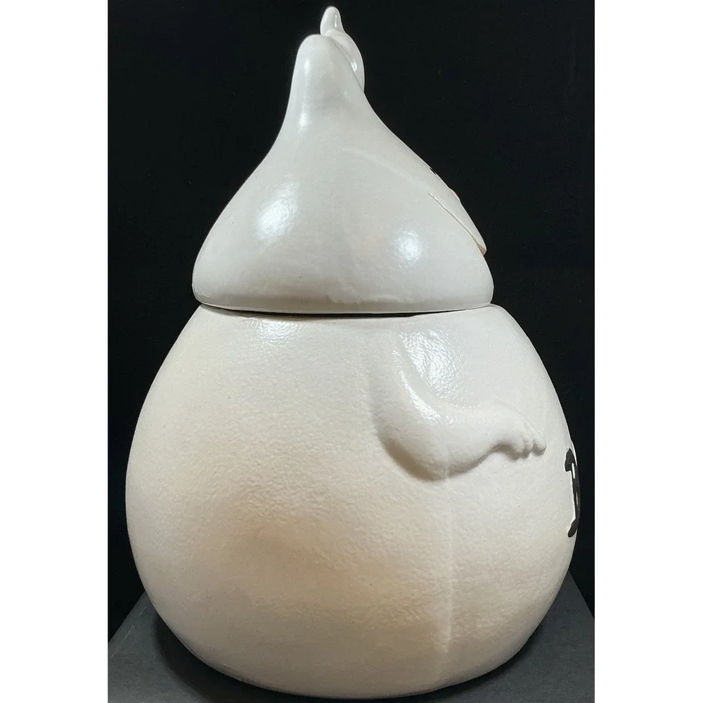 Vintage Halloween Ghost Ceramic Cookie Jar Boo White Glazed Stoneware 78328